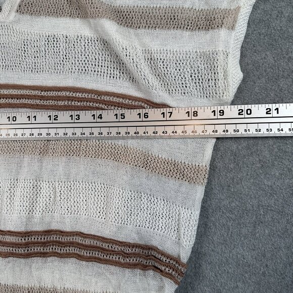 Chicos Cover Up Striped Open Knit Tassel Tie Waist Tunic Dress Beige Tan Medium - Picture 6 of 12